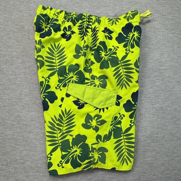Canyon Creek Mens Sz Large Hawaiian Floral Swim Trunks Green Quick-Dry Pockets - Picture 3 of 12